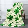 thumbnail image 2 of SpXubz St Patrick's Day Flannel Throw Blanket With Green Clover Pattern For Gift Home Sofa Bed Decoration 80x60 inch, 2 of 5