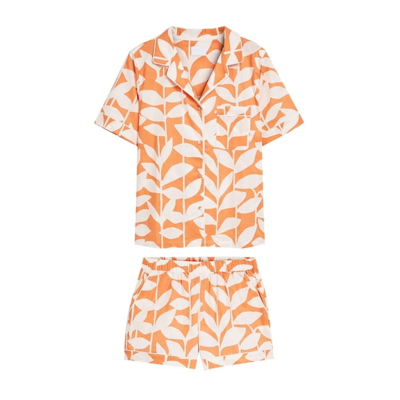 Womens Satin Short Pajamas Set - Sleepwear Button Down Two-piece Pj Sets Flannel Loungewear