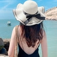 thumbnail image 4 of 54-58 cm sombrero circunferencia sombrero femenino verano al aire libre playa grandes aleros protector solar sombrilla sombrero de paja pajarita plegable, 4 of 5
