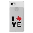 thumbnail image 1 of DistinctInk Clear Shockproof Hybrid Case for Google Pixel 3 XL (6.3" Screen) - TPU Bumper Acrylic Back Tempered Glass Screen Protector - Texas - Love Black & Red, 1 of 5