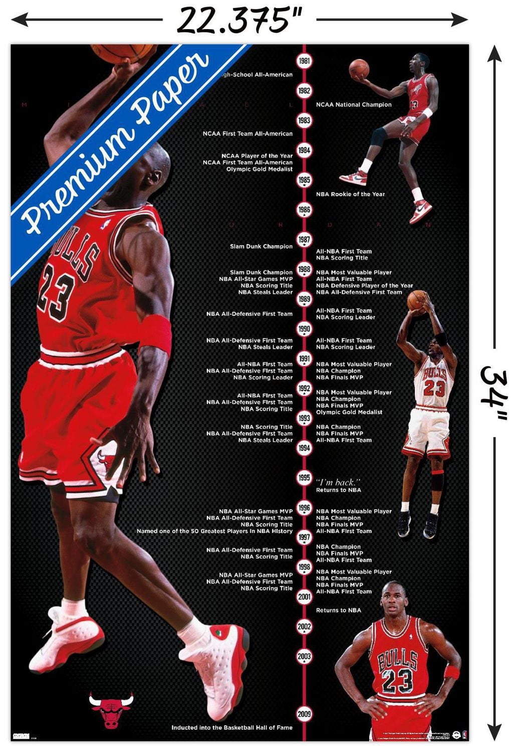 Michael Jordan - Timeline Wall Poster, 22.375" x 34" Framed