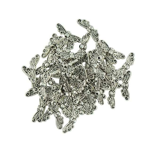 50 Uds 22x7mm Mini colgante de dijes de mariposa Zulema Aleación de plata tibetana
