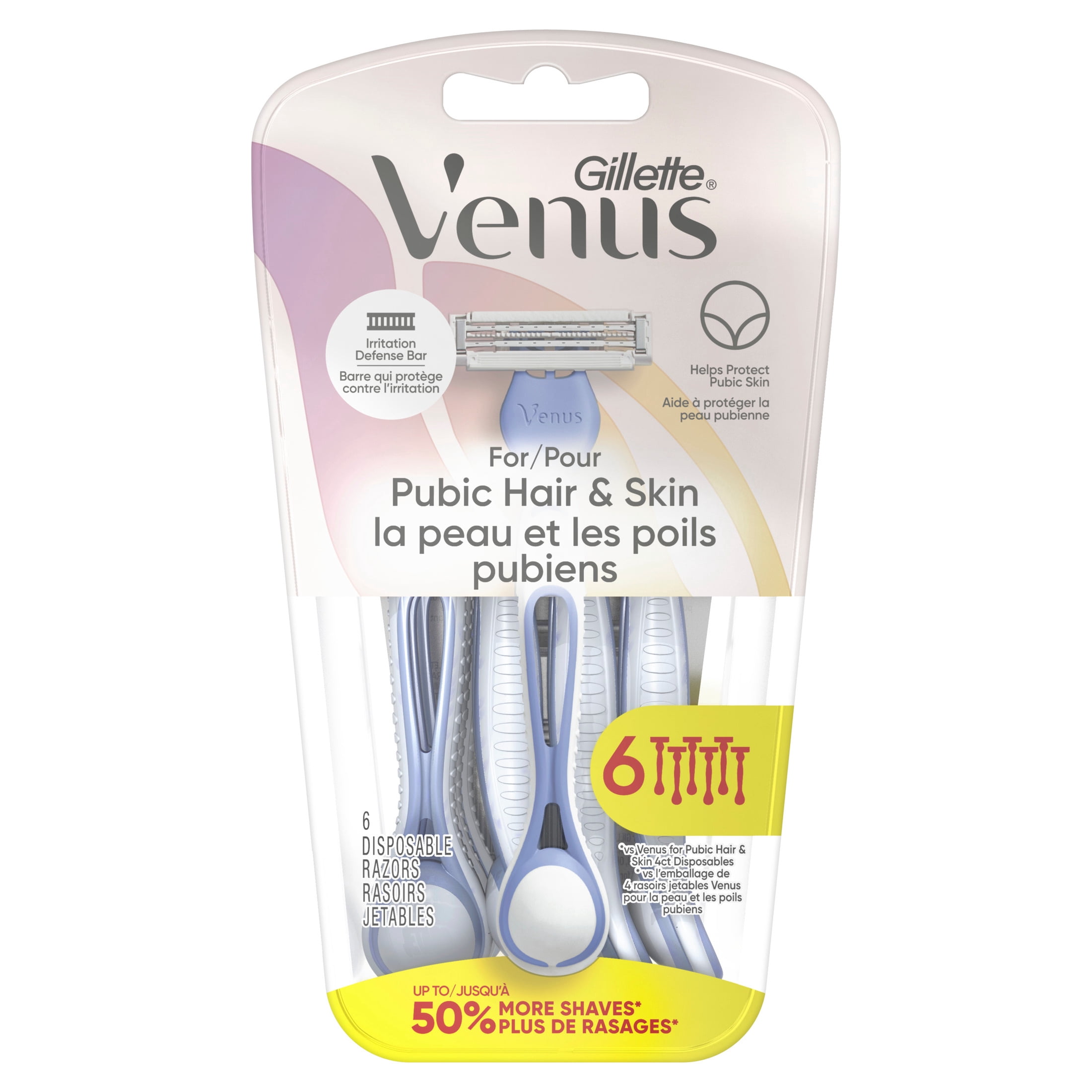 Gillette Venus Women's Disposable Razors for Pubic Hair, 6ct