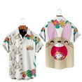 thumbnail image 2 of Hawaiian T-shirts for Men- Easter Rabbit Short Sleeve Beach Tops Bunny Printed Lapel Loose Tops Tops with Pocket, #3, Child-160, 2 of 8