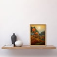 thumbnail image 2 of Autumn Fields Pointillism Painting Amber Orange Green Countryside Landscape Artwork Framed Wall Art Print A4, 2 of 5