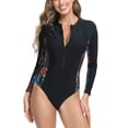 thumbnail image 2 of Atogsazn Womens One Piece Swimsuit Summer Rashguard Long Sleeve Swimwear Athletic Slim Fit Bathing Suit Outfit Black S Fashion, 2 of 9