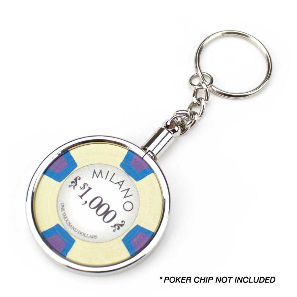 Brybelly Chrome Key Chain Poker Chip Holder, Chrome Plated Poker Chip