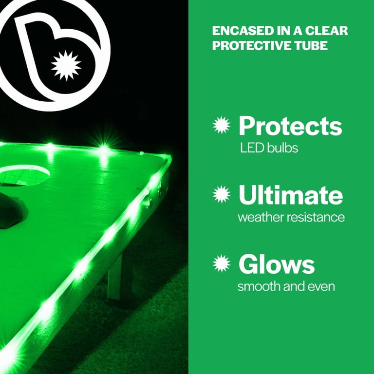 Brightz LED Cornhole Board Light Set, 2-Pack, Green, Lights Only