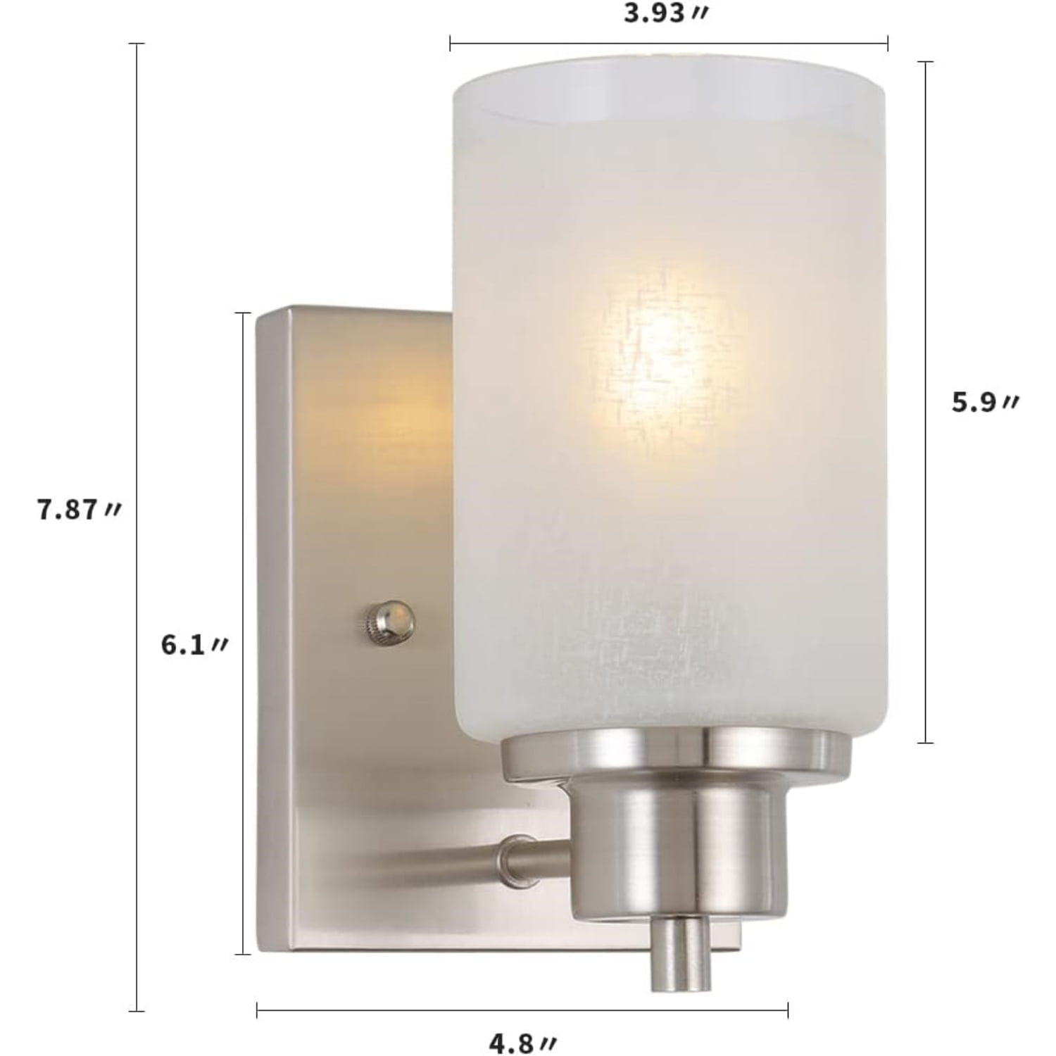 2 Pack Bath Vanity Light Fixture, Modern Indoor Wall Scone Lighting White Linen Frosted Glass Shades with Brush Nickle Finish Wall Lamp for Bathroom Kitchen Entryway Bedside