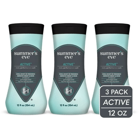 Summer’s Eve Active Daily Performance Feminine Wash, pH Balanced, 12 fl oz bottle 3 Pack