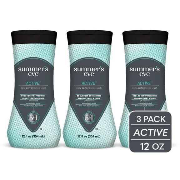 Summer’s Eve Active Daily Performance Feminine Wash, pH Balanced, 12 fl oz bottle 3 Pack