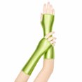 thumbnail image 5 of Unique Bargains 1 Pair Party Gloves Elegant Patent Leather Fingerless Short Style Long Opera Party Gloves 9.06"x3.54" Fluorescent Green, 5 of 5