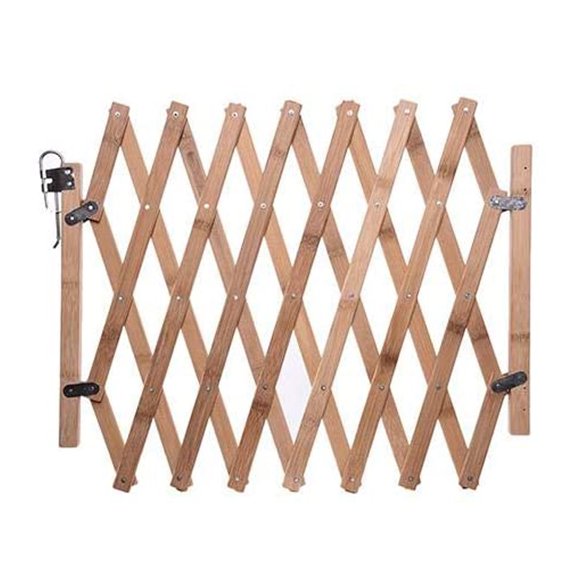 lanema 43-inch Wide Wooden Dog Gate for Outside Patio Yard Puppy Foldable Safety Fence