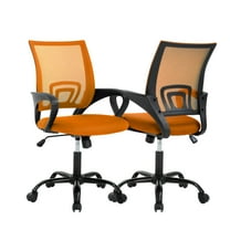 YRLLENSDAN Mesh Office Chair, Home Office Desk Chairs with Wheels and Arms Computer Chair Adjustable Rolling Swivel Chair for Adults, Orange, 2 Pack
