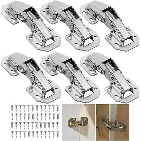 Invisible Hinge Furniture Door Corner With Hydraulic Damper Overlay Cabinet Hinges Folding (6pcs)