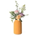 thumbnail image 1 of 8 H Decorative Ceramic Sculpture Channeled Centerpiece Table Vase, Yellow Mustard, 1 of 1