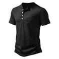 thumbnail image 5 of Men T Shirt Short Sleeve Tee Casual Solid Color Top Button Henry Shirt Summer, 5 of 11