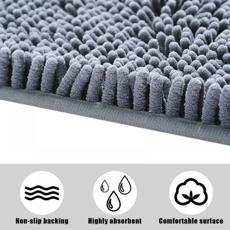 Color G Chenille Bath Mats for Bathroom, 24x43 Soft Rugs for  Bathroom Floor, Quick Dry, Absorbent, Machine Washable, Non Slip Bathroom  Rugs for Sink, Tub, Shower, Silver Grey : Home 
