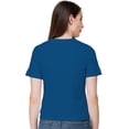thumbnail image 4 of eloria Women's Lycra Round Neck Slim Fitted Basic Tee Tops Short Sleeve T-Shirt, Color : Teal blue, 4 of 6