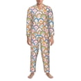thumbnail image 3 of Haiem Rainbow Flowers Pattern Men’s Long-sleeve Sleepwear,Sleepwear Set,2-piece Loungewear Set,Soft PJs Comfy Nightwear with Pockets-XX-Large, 3 of 7