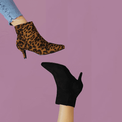leopard booties kitten heel
