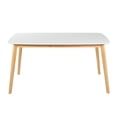thumbnail image 2 of Dining Table- 59 Inch Rectangular Faux Wood White- Brown Splayed Legs, 2 of 6