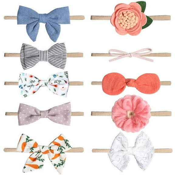 FZFLZDH 10Pcs Cute Girl Baby Little Princess Chiffon Toddler Bowknot Headband Hair Band