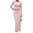 thumbnail image 3 of Women'S Skirt Sets 2 Piece Outfits Striped Skirt and Top Set 2 Piece Sets for Women Fall Outfits Pink M, 3 of 9