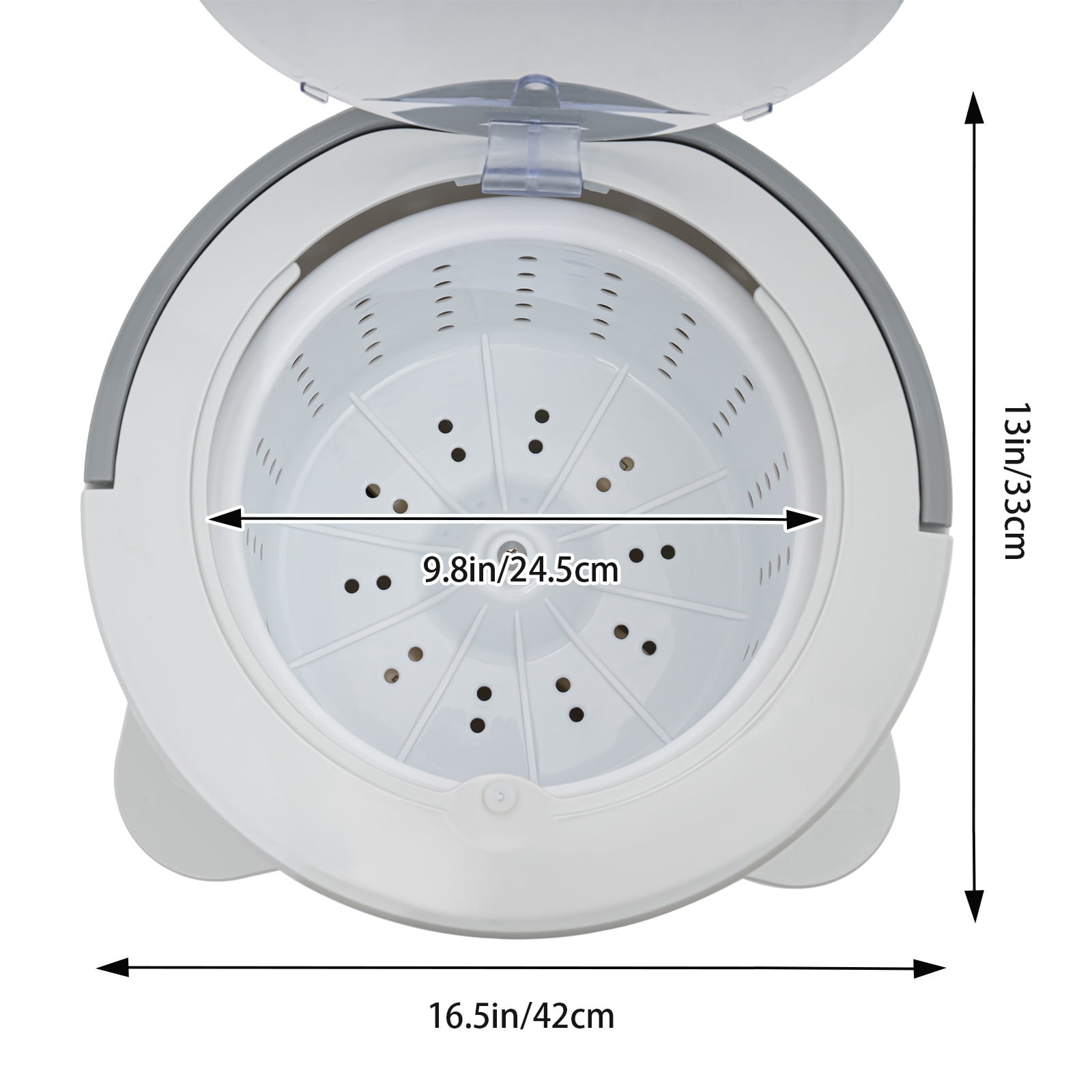 Manual Clothes Spin Dryer, 2.4 Gal Portable Non-Electric Laundry Dehydrator with Drawstring Handle, Compact Mini Washer Spinner with Drain Hose & Suction Cup Feet for Apartment, Dorm, RV, Camping