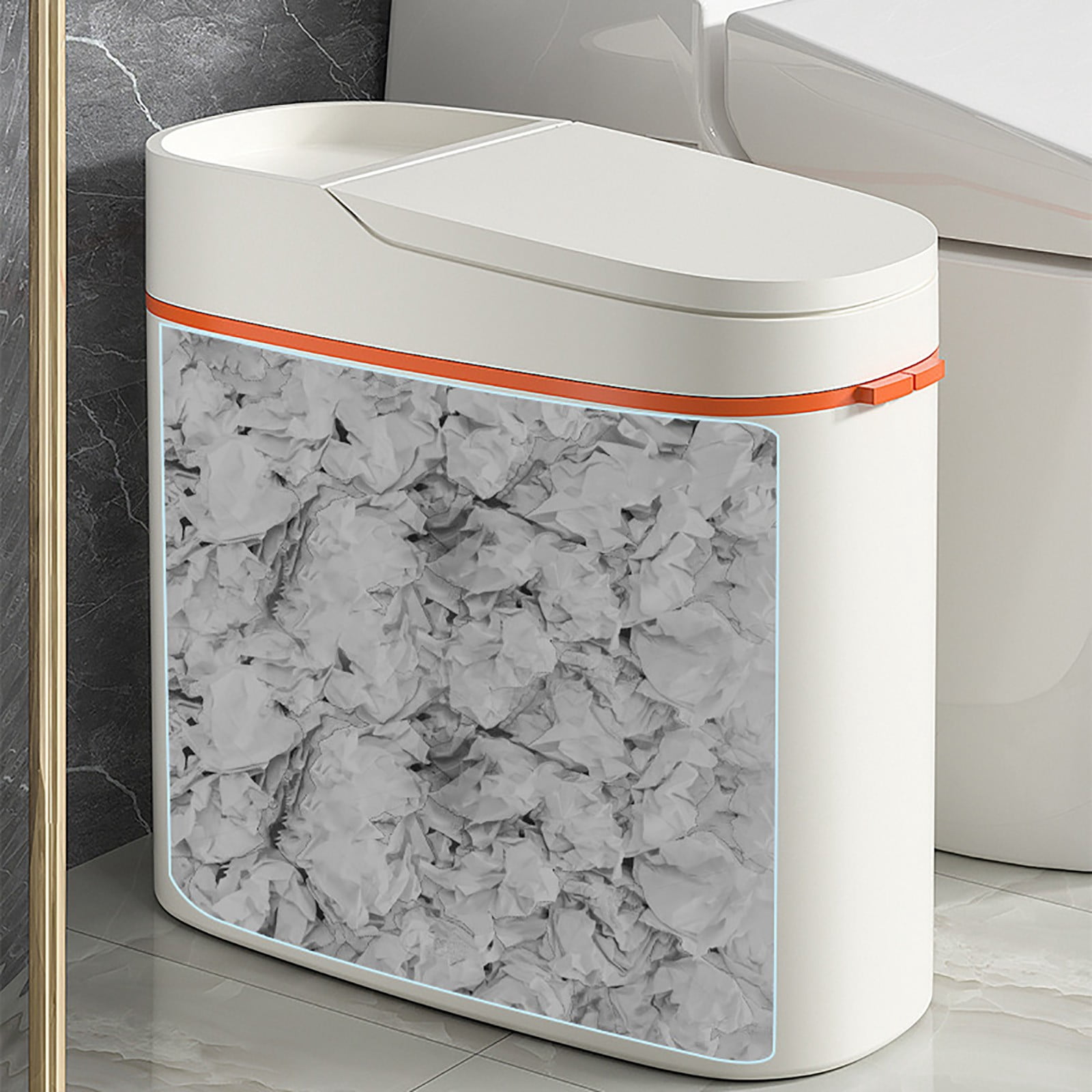 XSCPXTT Smart Automatic Touchless Motion Sensor Trash Can for Bathroom, Small Slim Garbage Bin with One-Touch Auto Bagging & Odor Sealing, Waterproof for Kitchen Office Bedroom