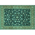 thumbnail image 1 of Ahgly Company Machine Washable Indoor Rectangle Persian Turquoise Blue Traditional Area Rugs, 7' x 10', 1 of 4