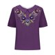 thumbnail image 4 of Fiudx Ofertas Flash Del Día Camiseta Holgada Informal con Estampado para Mujer, Tops de Manga Corta con Cuello de Muñeca, Blusa Bonita y de Lino, 4 of 4