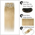 thumbnail image 2 of MY-LADY 8Pcs 18Clips Clip in Hair Extensions Human Hair for Women Double Weft Brazilian Remy Straight Human Hair Clip in Hairpiece 20inch #24 Natural Blonde, 2 of 8