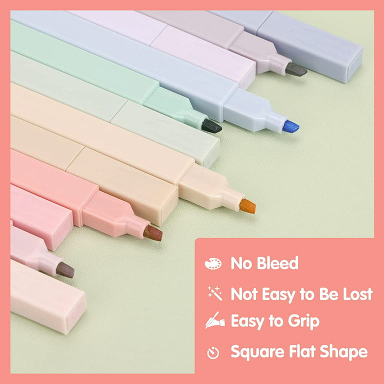 12pcs Square Highlighters Aesthetic Pastel Cute Highlighter, Bible