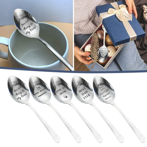 XWSHYW Aparatos de Utensilios de Cocina. Cuchara de Café Divertida Grabada de Acero Inoxidable para Mujeres, Hombres, Amantes Del Café, Niños, Novias, Compañeros, Regalos para Maestros, Bueno para Cu