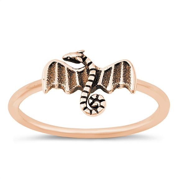 All in Stock Rose Gold-Tone Sterling Silver Legendary Dragon Ring Size 6