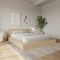thumbnail image 2 of Nexera Kanso Queen Low Profile Wood Platform Bed with Headboard, Natural Blonde Oak, 2 of 8