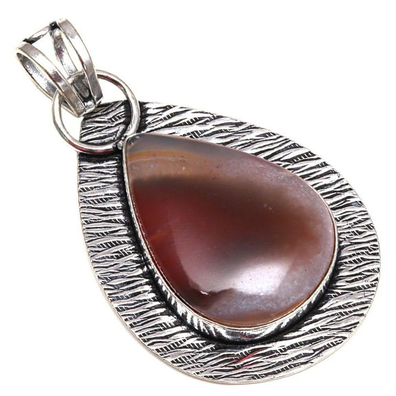 Silver Banded Agate Gemstone Gift For Her Jewelry Pendants 2.25"
