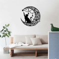 thumbnail image 5 of Decoración de pared de metal con diseño de luna y gatos negros, escultura de rosa hueca negra, 5 of 5