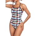 thumbnail image 4 of Adoretex Printed One Piece Thin Strap Athletic Swimsuit, Team or Practice Swimwear for Girls and Women (FN051) - Rainbow - 30, 4 of 6