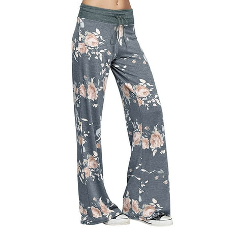 

Cropped Pants for Womens Casual Womens s Comfy Casual Pajama Pants Floral Print Drawstring Pants Wide Leg Winter Training Pants Womens