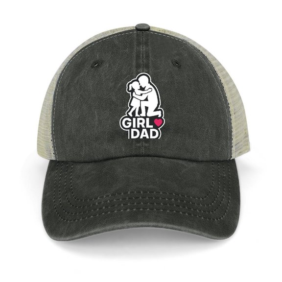 Girl Dad Black Trucker Hat for Men Women, Adjustable Mesh Back Baseball Cap