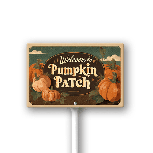 Welcome To Pumpkin Patch Sign With Metal Stake Fall Pumpkin Autumn Thanksgiving Harvest Neighborhood Farm Lawn Prop Porch Decorations,Street Outdoor Aluminium Décor 12"x8"