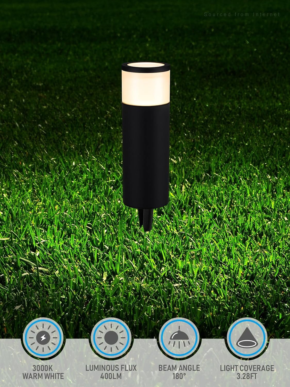 4 Pack LED Path Bollard Lights, 12-24V AC/DC Low Voltage Garden Lights, Outdoor Decor Landscape Lights, 3000K Warm White