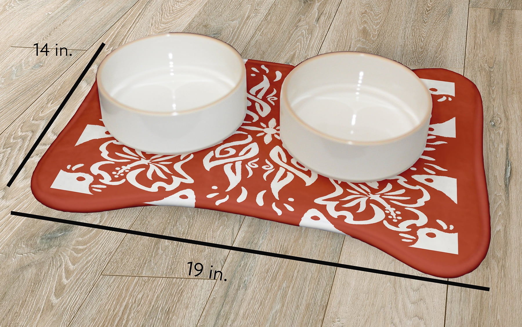 Simply Daisy Cuban Tile Bone Shape Pet Feeding Mat for Dogs