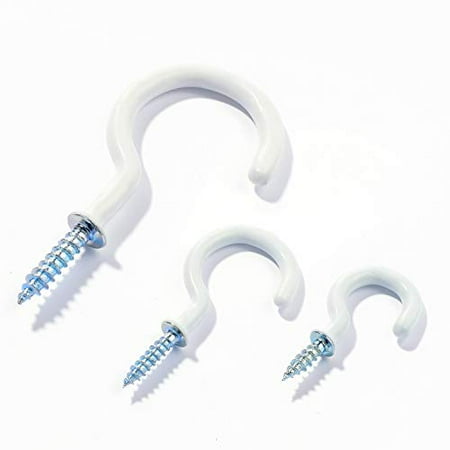 

Cup Screw Hooks - 30Pcs Vinyl Coated Screw-in Cup Hooks 3 Sizes Metal Ceiling Hooks Heavy Duty 7/8 1-1/4 2 inch Vinyl Coated Screw-in Hooks Set for Wall Hooks Plant Hooks Kitchen Hooks
