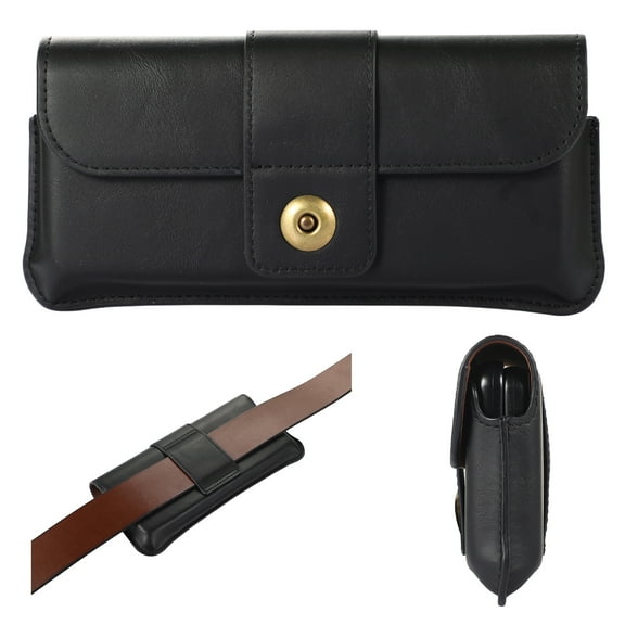 Phone Holster for Samsung Galaxy Z Flod 3 5G/Galaxy S21 FE 5G/ Samsung Galaxy S22 Ultra/Samsung A Series/Note Series/iPhone 13/13pro/ iPhone 14 pro, Leather Belt Clip Loops Pouch Phone Case - Black