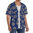 thumbnail image 4 of Naloa Anchors and Nautical Men's Loose Fit Cuban Collar Short-Sleeve Shirt with Button-down and Chest Pocket for Everyday Wear Outings - Medium, 4 of 7