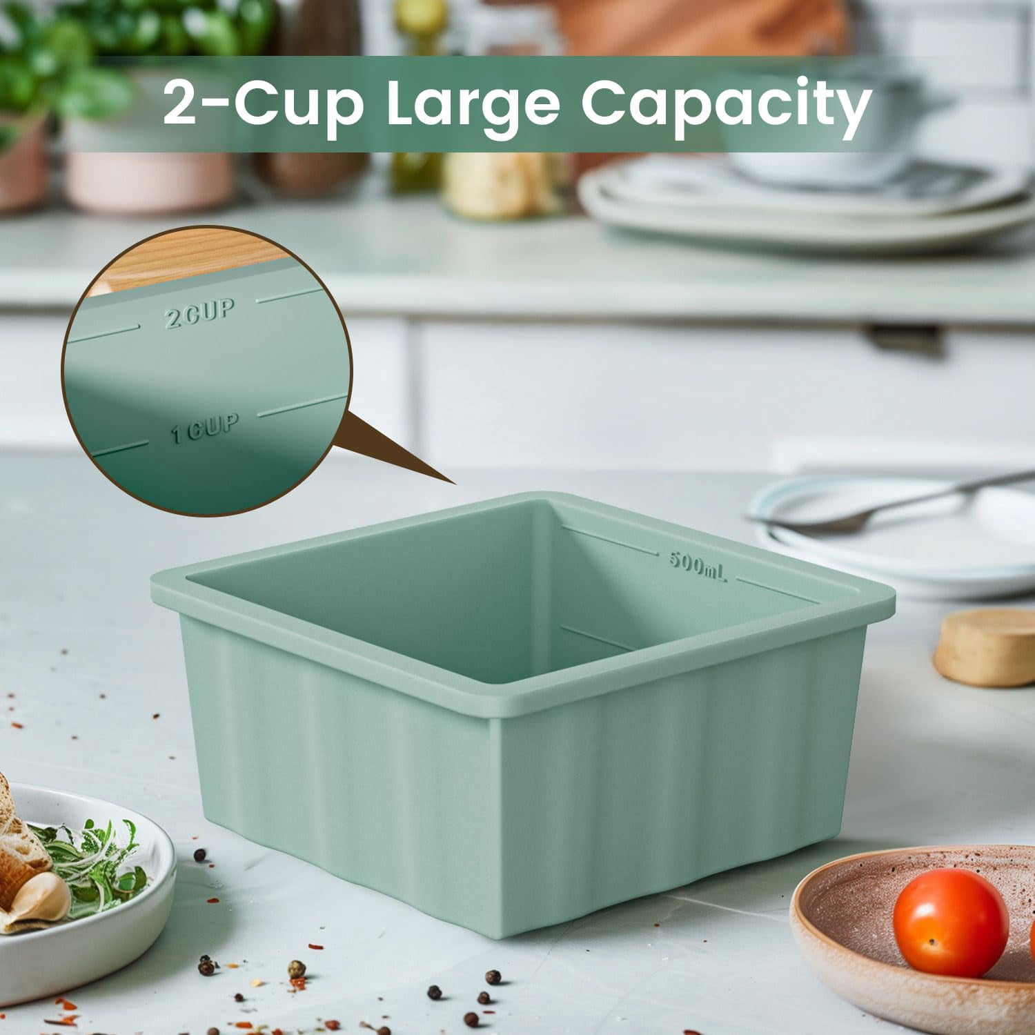 Silicone Freezer Tray For Soup Ice Cubes: 2-cup Freezing Trays With Lid Meal Prep - 4pack Silicon Portion Freeze Make Stock Souped Cube
