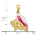 thumbnail image 2 of 16mm 10k Solid Gold Polished 3-dimensional Pink and White Enameled Conch Shell Pendant Necklace Pendant for Women, 2 of 2